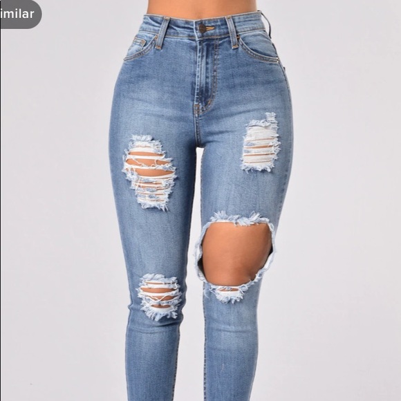 Fashion Nova High Waist Distressed Skinny Jeans - Picture 2 of 9